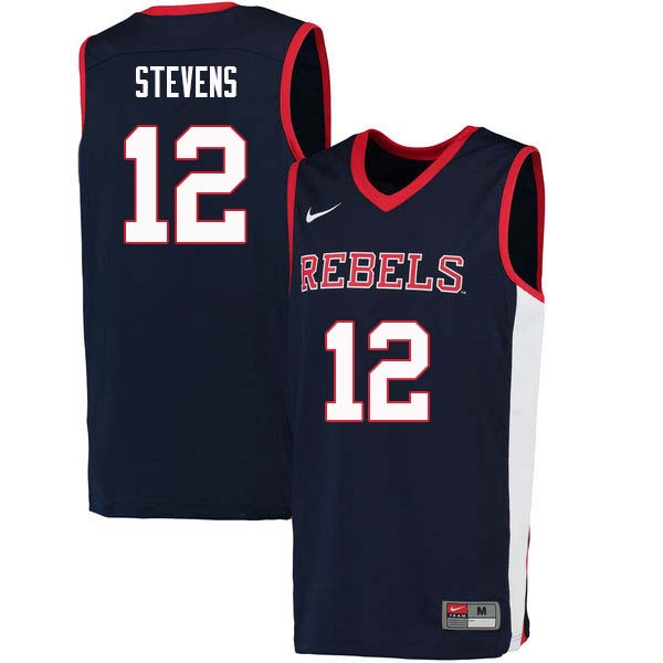 Men #12 Bruce Stevens Ole Miss Rebels College Basketball Jerseys Sale-Navy